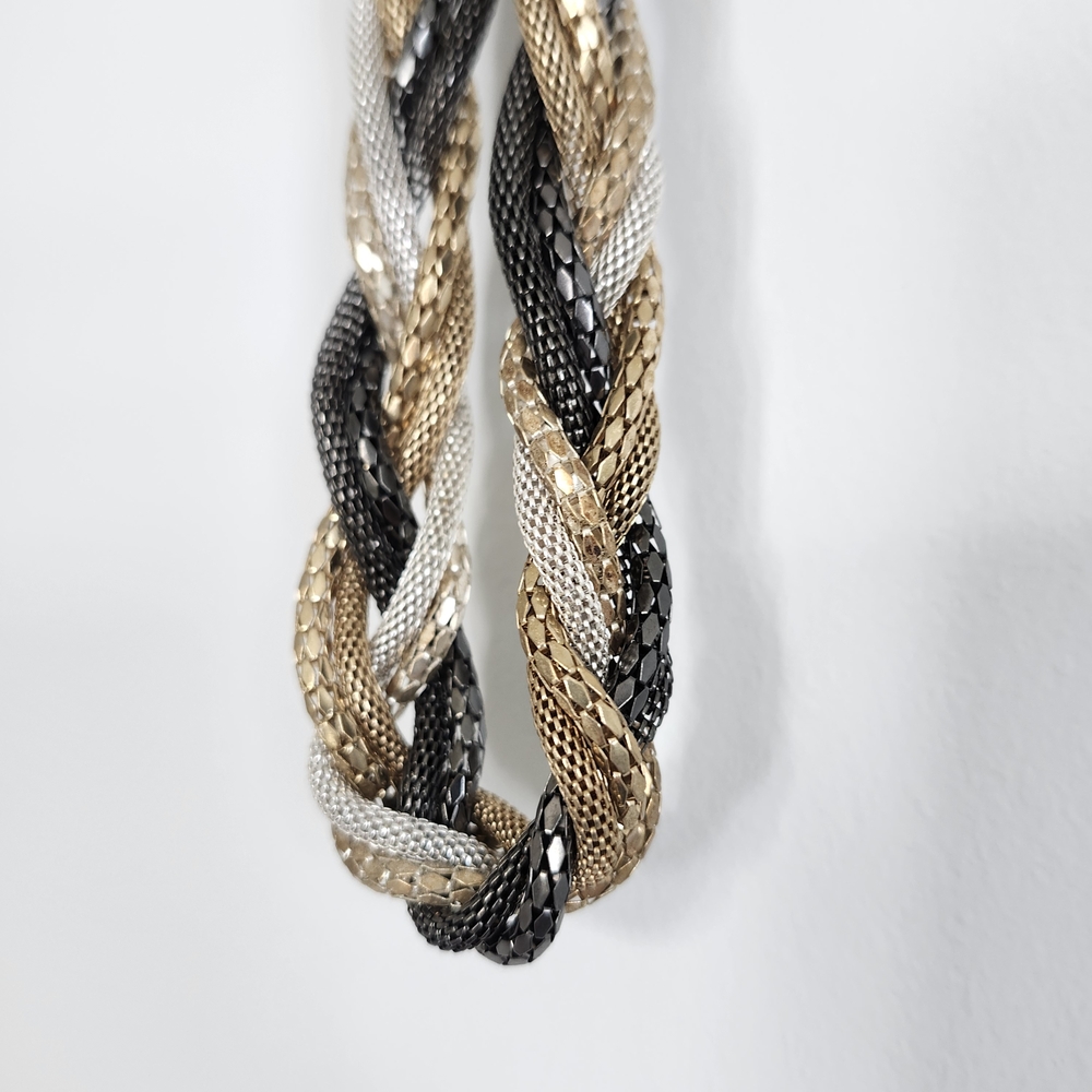 Braided Necklace Gold Tone, Silver Tone, White Tone, Platinum Tone, Adjustabe